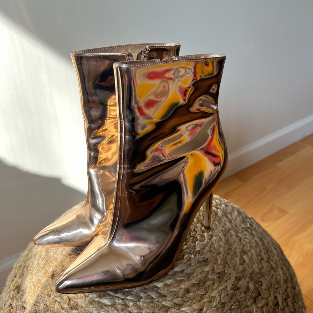 Gold Shiny High Heels Boots
